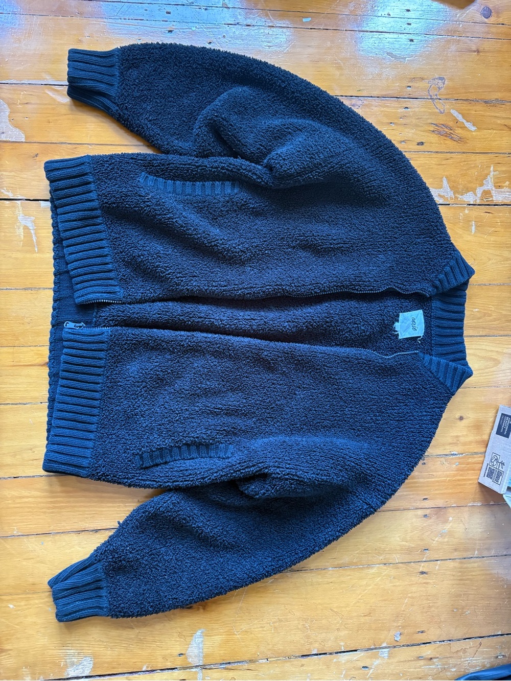 aerie Black Teddy Sherpa Zip Jacket